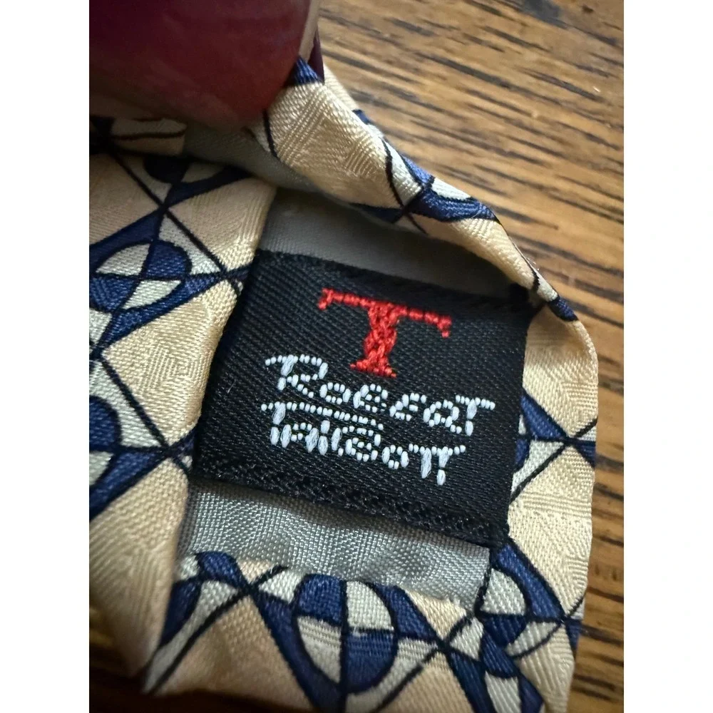 Robert Talbott Best of Class Nordstrom‎ Silk Tie Blue Cream Geometric Hand Sewn
